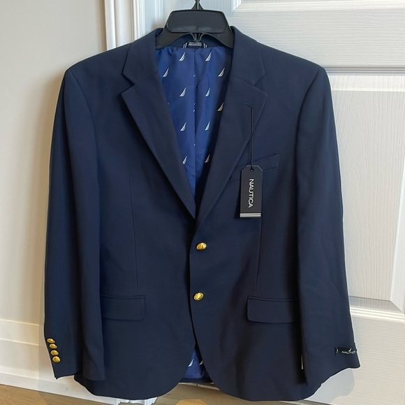 Nautica Modern-Fit Branford Solid Navy Mens Blazer Suit Jacket Sport Coat 40S - Picture 4 of 9